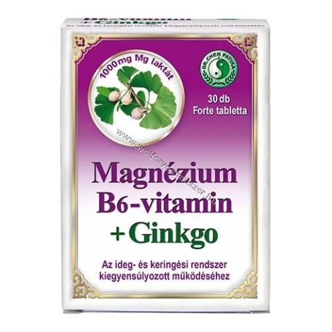 Gyógytabletta Magnézium B6+Ginkgo 30 db 1000 mg 214356
