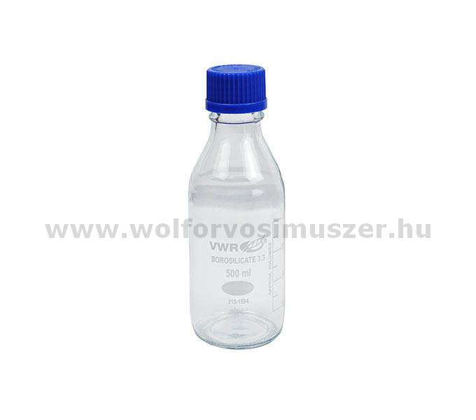 Labor üveg műanyag  kupakkal  500ml PP csavaros kupak 10 db/cs 215-1594 GL45